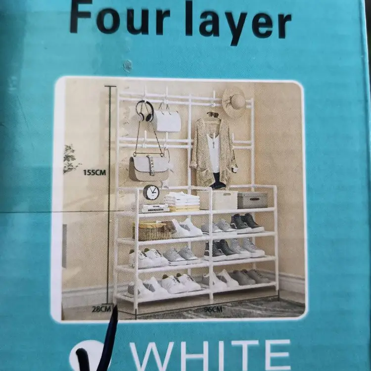 ORGANIZADOR DE ZAPATOS 4 NIVELES CON PERCHERO (Blanco)'s photo #1
