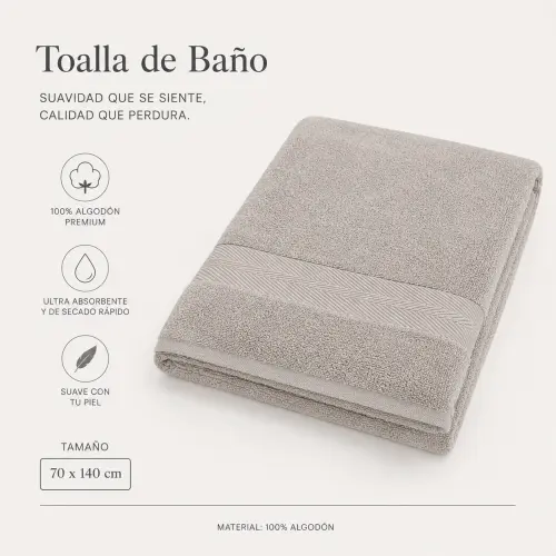 Toalla de Baño Majestic Imperial Gris Clara's photo #1